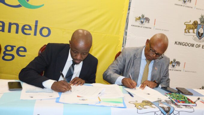 Representatives from the Ministry of Health Eswatini and Boitekanelo College sign the renewed Memorandum of Understanding to strengthen healthcare training and emergency response.