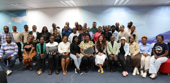 Local entrepreneurs and Cynthia Hellen pose together after the workshop on growth and monetization. Photo by U.S. Embassy Eswatini
