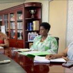 Minister of Natural Resources and Energy Prince Lonkhokhela with Principal Secretary Ms Lindiwe Mbingo and Director of Energy Ms Thabile Nkhosi during a recent ministry engagement in Mbabane.