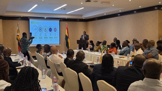 Leaders and delegates from Ghana and Zimbabwe during the Business Roundtable session in Accra, exploring trade and investment opportunities.