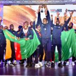 Zambian participants celebrate their overall and football victories at SAIRAG 2026, holding their trophies proudly. Photo by ZRA.