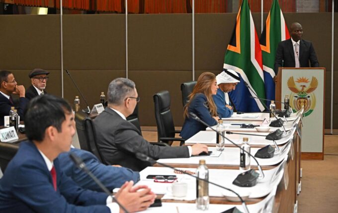 Minister Ronald Lamola addresses resident Heads of Mission from Asia and the Middle East during a diplomatic engagement in Pretoria. Photo: DIRCO.