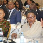 Senator Pholile Shakantu and Deputy Prime Minister Thulisile Dladla seated during the workshops at Happy Valley Hotel.