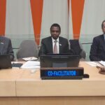 Ambassador Masole of Botswana during informal consultations at the United Nations ahead of the 2026 High Level Meeting on HIV and AIDS.