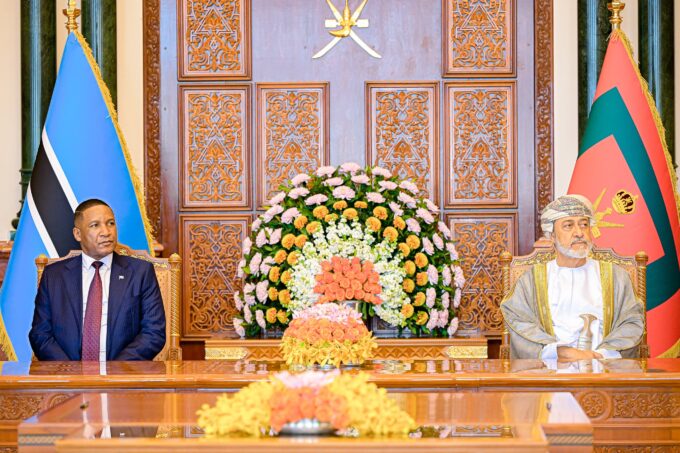 Botswana President Duma Gideon Boko and Sultan of Oman Haitham bin Tariq pictured together during the signing ceremony of energy, minerals and petroleum agreements in Oman. Photo: Supplied