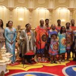 His Majesty King Mswati III and the Queen Mother, surrounded by members of the royal family
