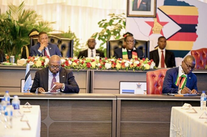 Botswana President Duma Gideon Boko and Zimbabwean President Emmerson Mnangagwa co-chair the 5th Session of the Botswana and Zimbabwe Bi-National Commission in Harare, where the two countries signed 10 memorandums of understanding.