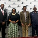 Minister of ICT Savannah Maziya (centre) joins Royal Eswatini Police Service representatives and Dr Jean Paul Muka from Presight, part of the G42 group, for a group photo following a high-level engagement on artificial intelligence and advanced data analytics held in Mbabane. | Photo: Supplied