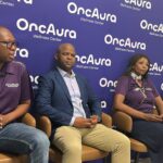 OncAura Wellness Centre director Mandla "Cheeks" Nxumalo and Dr Mbongeni Dlamini address journalists during a media briefing at the facility in Manzini this morning, where they outlined the full scope of cancer diagnosis and treatment services now available to Emaswati locally.