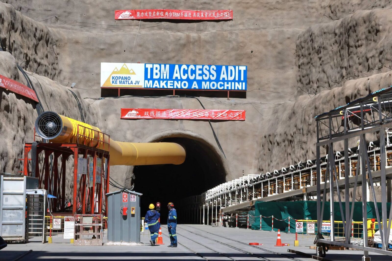 The second Tunnel Boring Machine, renamed "Loboborane la Manyokola Thita," begins its journey underground along the 38.5 kilometre tunnel route linking the Polihali and Katse reservoirs as part of Phase II of the Lesotho Highlands Water Project. | Photo: Supplied