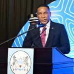 Botswana President Advocate Duma Boko delivers the keynote address during the launch of the 60 Years of Diamond Leadership Initiative and the unveiling of the World Athletics Relays Gaborone 2026 medal sponsorship at the National Museum in Gaborone. | Photo: Supplied