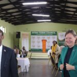 Minister for Housing and Urban Development Appolo Maphalala and EU Ambassador Eva Maria pictured together at Mawala Hall in Siteki during the official launch of the Sunrise Civic Center, the iRise Business Hub, and the Siteki Business Directory.