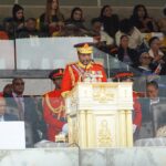 King Mswati III addresses thousands of emaSwati gathered at Somhlolo National Stadium during Ruby Jubilee celebrations marking 40 years of his reign and his 58th birthday on Friday, April 25, 2026.