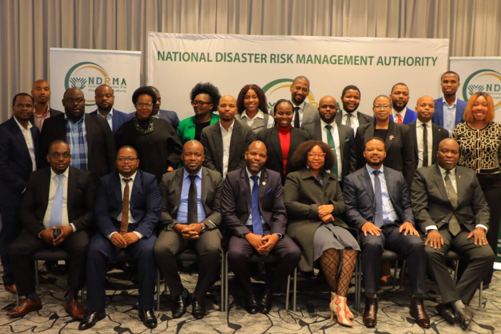 Executives of the newly launched National Disaster Risk Management Authority, Umvalo Wesive, pose for a group photo following the official launch of the institution, which replaces the former National Disaster Management Agency under the Disaster Risk Management Act 2025.