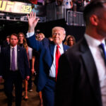 President Donald J. Trump arrives at UFC 327 and greets supporters during the high profile mixed martial arts event.