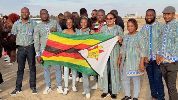 Zimbabwe Revenue Authority athletes and officials in Swakopmund, Namibia, during the 2026 Southern African Inter Revenue Administration Games, where they are representing their country and institution in various sporting codes.