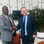 Lesotho's Minister of Local Government, Chieftainship, Home Affairs and Police, Hon. Lephema Lebona (left), and South Africa's Minister of Home Affairs, Dr Leon Schreiber (right), during their bilateral meeting on the sidelines of the 75th Session of the High Commissioner's Programme in Geneva, Switzerland, on 16 October 2024. | Photo: Supplied