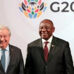 United Nations Secretary-General António Guterres and South African President Cyril Ramaphosa pictured during the G20 Summit in Johannesburg