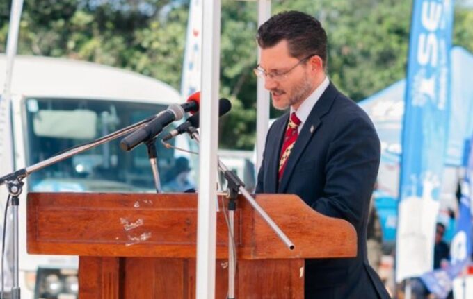 US Ambassador to Zambia Michael C. Gonzales delivers remarks at the KoBold Metals shaft construction groundbreaking ceremony at Mingomba Mine in the Copperbelt on April 29, 2026. Photo: US Embassy Zambia