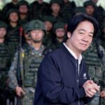 Taiwan President Lai Ching-te delivers a speech after inspecting reservists operating a Taiwan made Hummer 2 Drone during a training session at Loung Te Industrial Parks Service Center in Yilan, Taiwan December 2, 2025. REUTERS/Ann Wang/File Photo