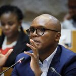 South Africa Minister of Communications and Digital Technologies Solly Malatsi gestures in Parliament, Cape Town, South Africa, May 27, 2025. REUTERS/Sumaya Hisham/File Photo