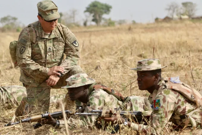 Nigerian and United States Africa Command soldiers during a joint military operation