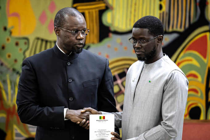 Discord has grown between Senegal's now-dismissed Prime Minister Ousmane Sonko (L) and President Bassirou Diomaye Faye (R) pictured during an 2025 event in Dakar. © Patrick Meinhardt, AFP