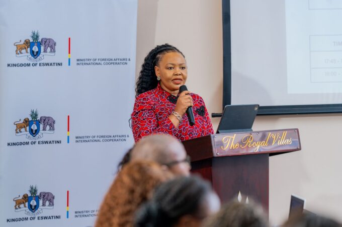 Foreign Affairs and International Cooperation Minister Pholile Shakantu addresses ambassadors and heads of mission at the Consultative Programme for Ambassadors held at Royal Villas in Ezulwini on Tuesday, 29 April 2026. Photo: Ministry of Foreign Affairs and International Cooperation