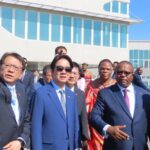 Minister of Commerce, Industry and Trade Manqoba Khumalo, Deputy Prime Minister Thulisile Dladla, Taiwan President Lai Ching-te and other officials during a presentation following the President's site visit to the Royal Science and Technology Park at Nokwane.