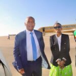CAF President Dr Patrice Motsepe poses for a group photo with Zimbabwe Minister of Tourism and Hospitality Industry Barbara Rwodzi, Zimbabwe Football Association President Nqobile Magwizi, and Zimbabwe Tourism Authority CEO Dr George Manyaya at Robert Gabriel Mugabe International Airport in Harare on Sunday.