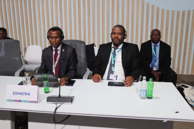 Minister of Housing and Urban Development Appolo Maphalala and Minister of Tinkhundla Administration and Development Sikhumbuzo Dlamini at the World Urban Forum in Baku, Azerbaijan