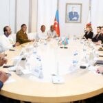 His Majesty King Mswati III and a senior executive of SOCAR-KBR Limited Liability Company during their meeting in Baku, Azerbaijan, on Tuesday.