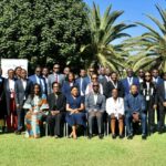 Zambia Revenue Authority Commissioner General Dingani Banda, Financial Intelligence Centre Director General Clement Kapalu, and representatives from the African Tax Administration Forum and Tax Justice Network Africa pose for a group photo. Photo by ZRA