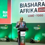 AfCFTA Secretary-General Wamkele Keabetswe Mene engages delegates at the Biashara Afrika 2026 forum in Lomé, Togo