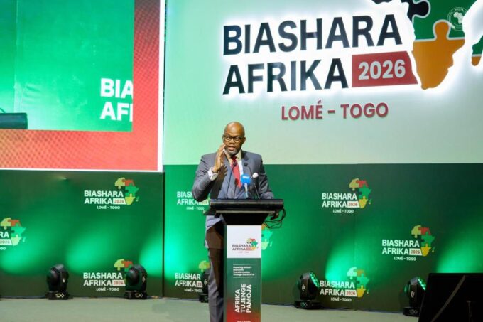 AfCFTA Secretary-General Wamkele Keabetswe Mene engages delegates at the Biashara Afrika 2026 forum in Lomé, Togo