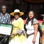 Zimbabwe's First Lady Dr Auxillia Mnangagwa poses with participants at the Mbira Festival held at Baradzanwa Cultural Village in Mazowe. Photo by Zimbabwe Tourism