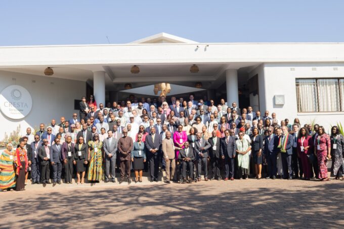 African leaders, policymakers and telecommunications experts pose for a group photo during the 2nd Africa Preparatory Meeting ahead of the International Telecommunication Union Plenipotentiary Conference 2026, held in Victoria Falls, Zimbabwe, on Tuesday, 27 May 2026.