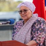 Namibian Vice President Lucia Witbooi delivers her address at the Genocide Remembrance Day commemoration in Eenhana, Ohangwena Region, on 28 May 2026. (Picture: Vice President Lucia Witbooi/Facebook)