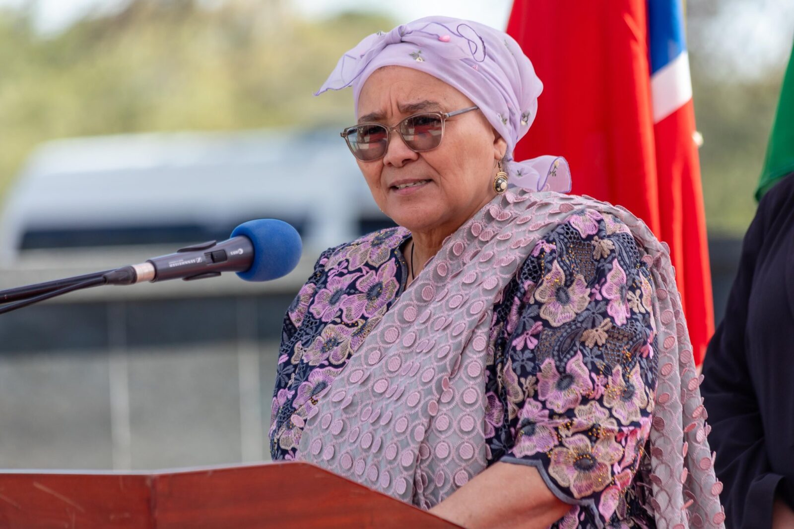 Namibian Vice President Lucia Witbooi delivers her address at the Genocide Remembrance Day commemoration in Eenhana, Ohangwena Region, on 28 May 2026. (Picture: Vice President Lucia Witbooi/Facebook)