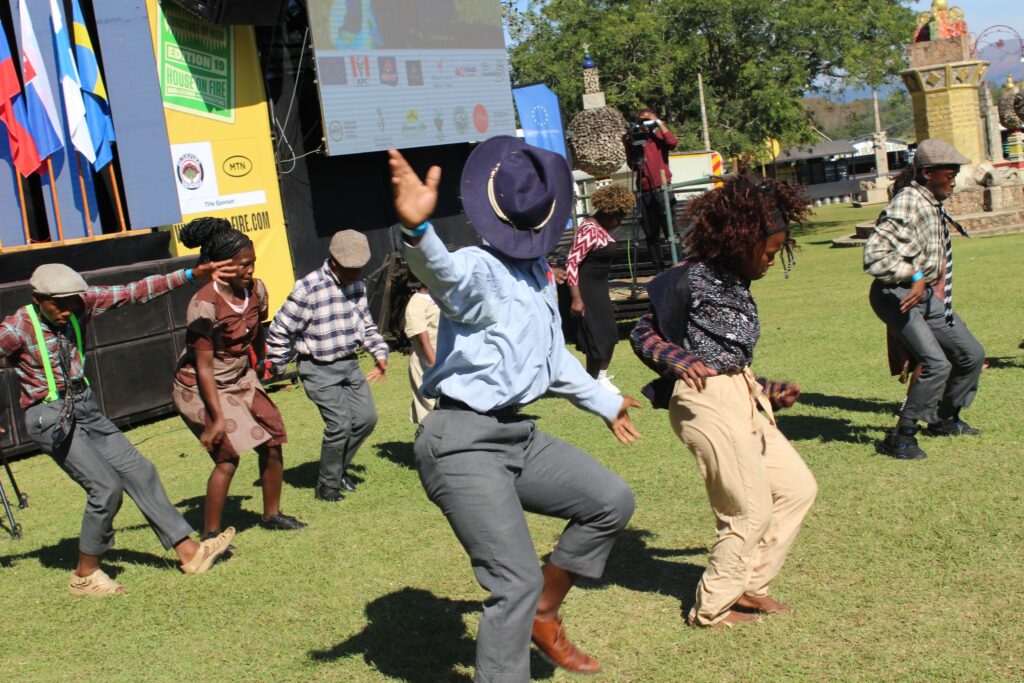 Learners light up the stage with a spirited dance performance at the 2026 EU Bushfire Schools Festival at House on Fire in Malkerns. (Picture: EU in Eswatini)