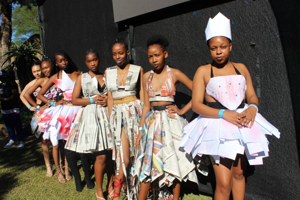 Learners strut their designs down the runway during the fashion show segment of the 2026 EU Bushfire Schools Festival at House on Fire in Malkerns. (Picture: EU in Eswatini)