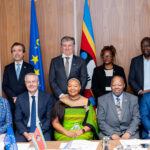 EU Ambassador H.E. Karsten Mecklenburg , Minister of Foreign Affairs and International Cooperation Senator Pholile Shakantu poses for a group photo with officials at the 3rd Eswatini-EU Partnership Dialogue in Mbabane, marking 50 years of European Union cooperation with the Kingdom of Eswatini. Photo by Phindokuhle Sithole/Lokuhle Media