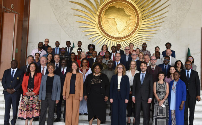 Dignitaries, ambassadors and museum directors from Africa and Europe at the launch of the African-European Museum Partnership (AEMP) at the AU Headquarters in Addis Ababa, Ethiopia, on Tuesday, 29 April 2026. Photo: EU Delegation to the African Union