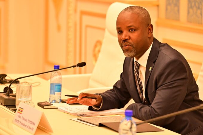 Uganda's Deputy Speaker of Parliament Thomas Tayebwa addresses colleagues from the Eastern Africa Regional Parliamentary Group of the OACPS in Eswatini, ahead of the OACPS–EU Joint Parliamentary Assembly. | Photo: X/@Thomas_Tayebwa