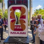 Miami-Dade County Elected officials joined special guest artist Marc Anthony and Co-Chair Rodney Barreto as they unveiled the official kick off final countdown clock, during the “One Year Out” celebration hosted by the Miami Host Committee and FIFA at the Pérez Art Museum Miami (PAMM), on Wednesday June 11, 2025. Pedro Portal