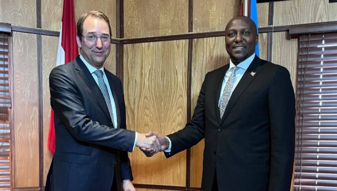 Prime Minister Russell Mmiso Dlamini and Austrian Deputy Minister of Foreign Affairs Ambassador Nicolaus Marschik during their bilateral meeting in Mbabane on Tuesday