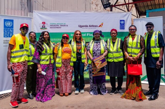 The Honourable Minster, Industry Trade and Investment with the Exporting Businesses, UNDP Resident Representative Nigeria and UNDP Regional AfCFTA Specialist, and the Deputy Head of Mission and Chargé d'Affaires, Uganda High Commission, Nigeria
