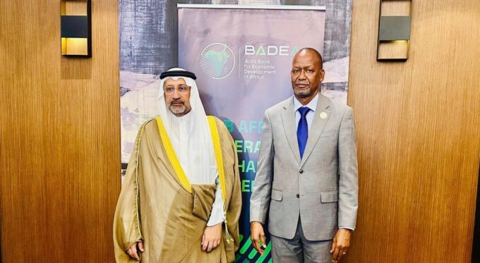 SADC Executive Secretary H.E. Elias M. Magosi and BADEA President H.E. Abdullah KH Almusaibeeh meet on the sidelines of the AfDB Annual Meetings in Brazzaville, Republic of Congo on May 27, 2026,