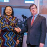 Minister of Foreign Affairs and International Cooperation Senator Pholile Shakantu and United Kingdom Special Envoy to the Commonwealth John Virgeo during their meeting in Mbabane