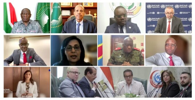 African leaders and global health partners attend a high-level virtual ministerial briefing on the Bundibugyo Ebola outbreak, convened by the Africa CDC and the African Union on Tuesday, 25 May 2026. | Photo: Africa CDC